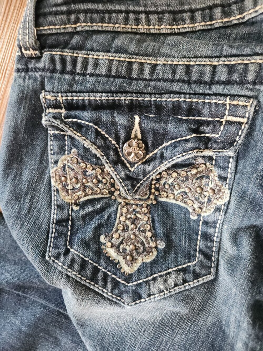 Miss Me Ladies Embellished Rhinestones Boot Cut Jeans